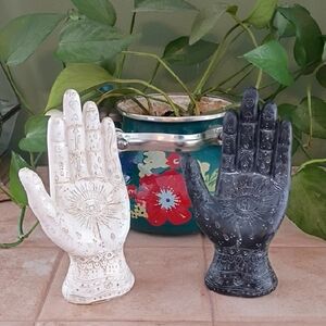 Decorative Hand Jewelry Holder Sculptures in Black and White